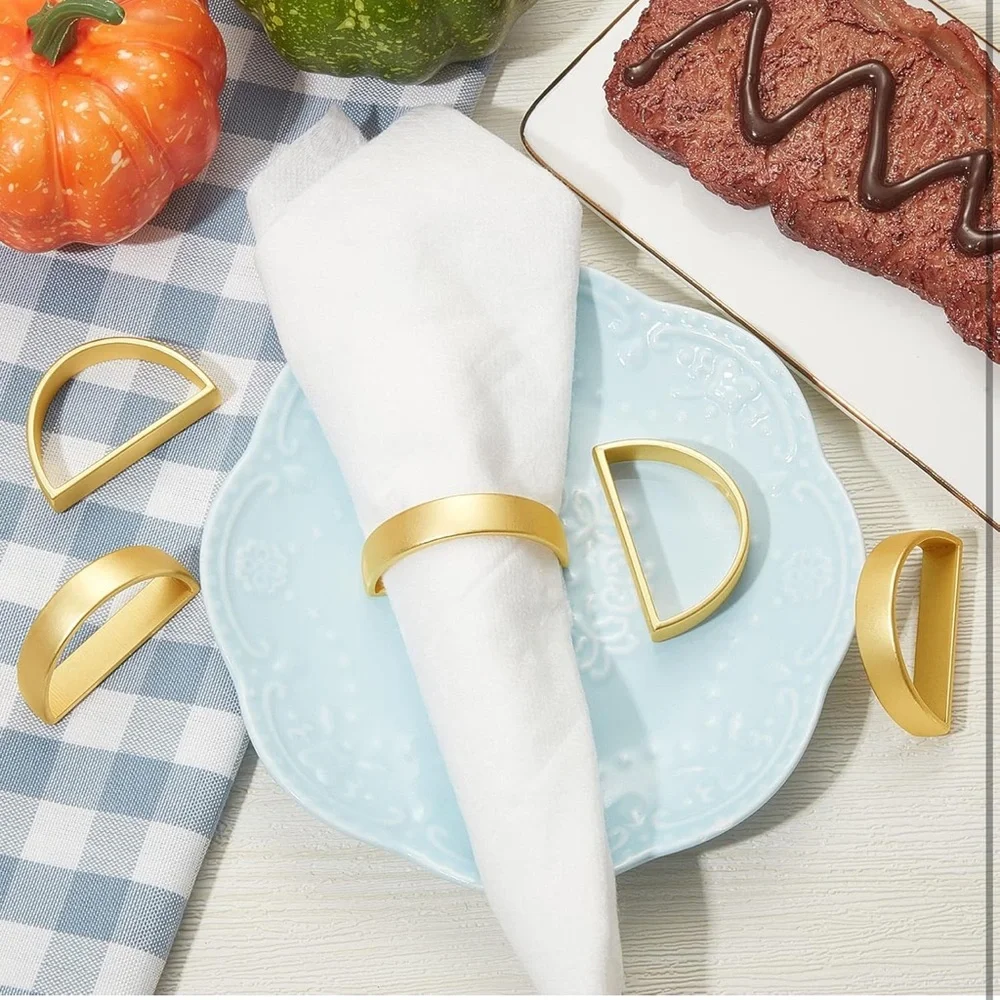 20 Stainless Steel Napkin Rings Metal Holders Modern Dinner Party Matte Gold